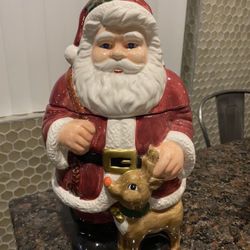 CHRISTMAS SANTA COOKIE JAR WITH BOX SANTA CLAUS COOKIE JAR OBO