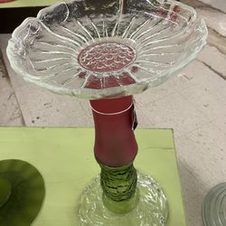 Handcrafted Glass Birdbath, Plant Stand, Candle/Potpourri Holder