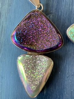 Purple & White Druzy Pendant