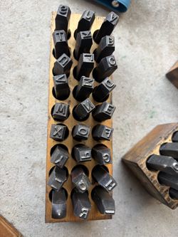 3/16” Metal Letter Stamp Set with Wood Holder