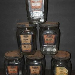 Antique STANDARD MOTOR PRODUCTS Parts Jars - 6 jars lot