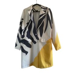 Zebra Print Blazer Jacket Abstract Color Block Long Sleeve Button