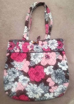 Vera Bradley Original Toggle Tote Bag Mocha Rouge Pink Brown Quilted Floral Retired 2011