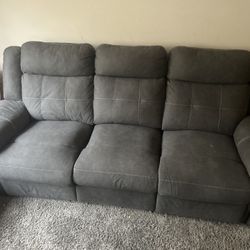 GRAY RECLINING SOFA SET 