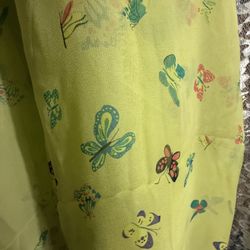Vintage silk fabric sheer chiffon yellow with butterfly print 2.5 yards X 44.5”
