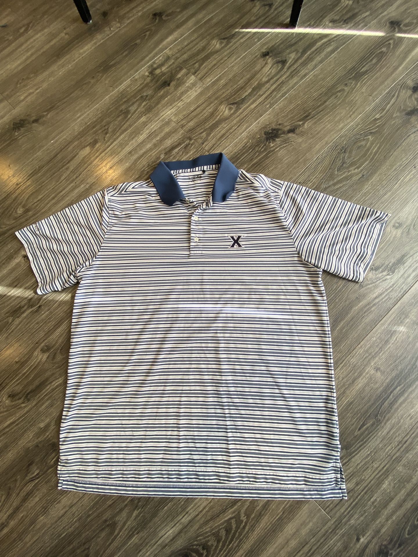 Ping Xavier university Blue and white striped polo shirt #golf