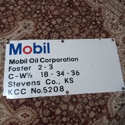Vintage - 12" x 24" - Mobil Oilfield Lease Porcelain Sign 