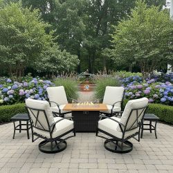 Patio Furniture Set Outdoor Swivel Chair With Fire Pit