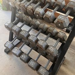 10-50 cast iron dumbbell set With Stand 