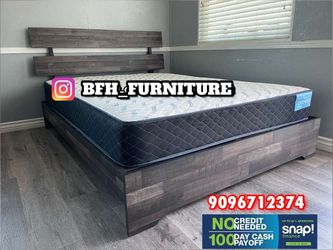 King Grey Atticus platform bed with Orthopedic Mattress Included
