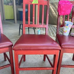 Rustic Wooden Chair with Cushion - Set Of 3