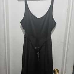 Ladies 14 Basic Black Gothic Sleeveless Dress with Belt
