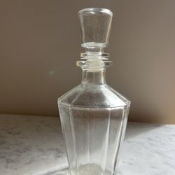 Vintage Crystal Glass Whiskey Decanter  12 Faced Shape Diamond Glass