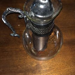 Antique Silver And Glass Pitcher