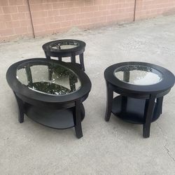 Wood Coffee Table and Accent Tables (3 Piece Set)