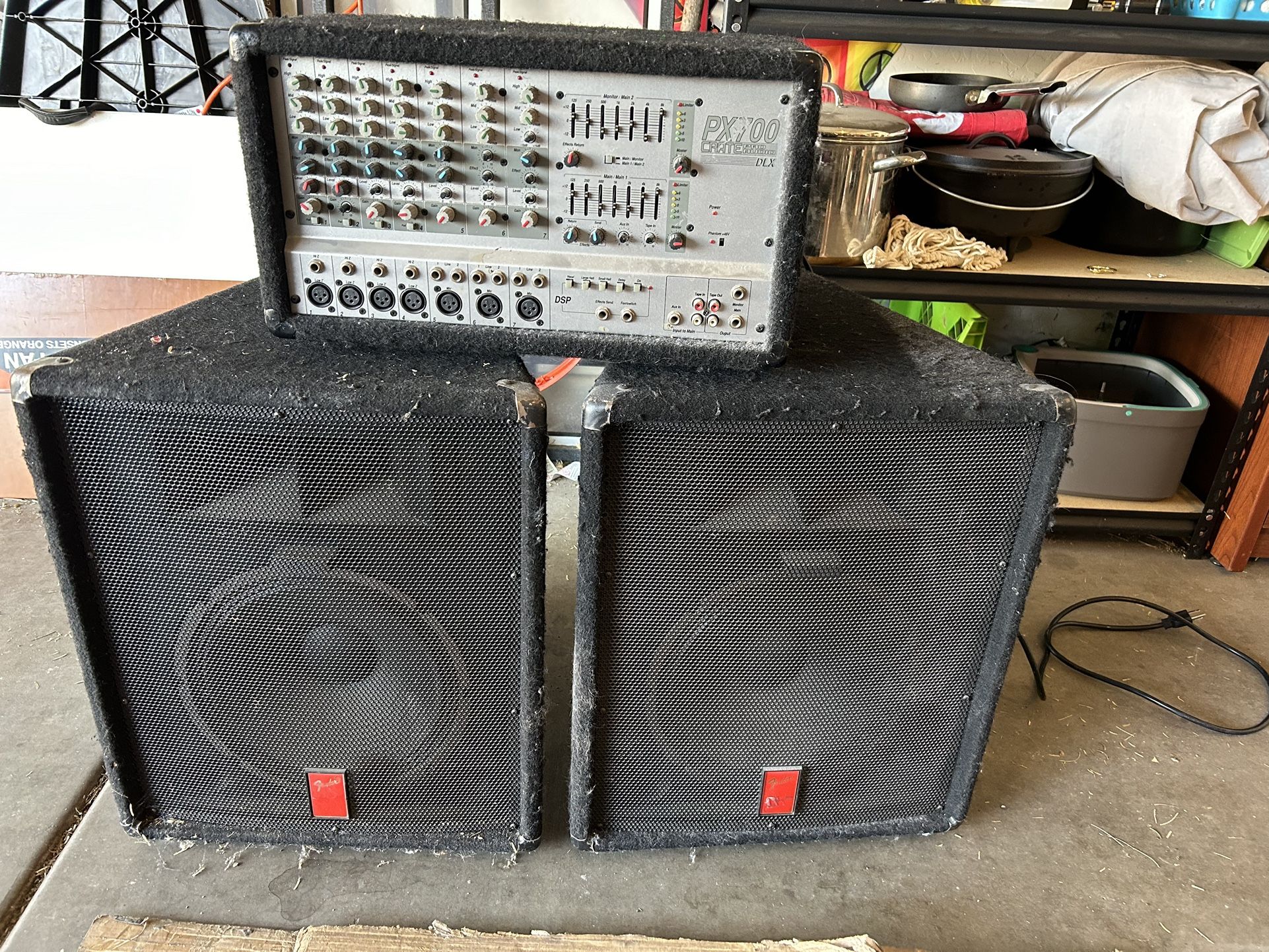 Powered Mixer & Speakers.