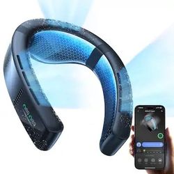 TORRAS - COOLiFY Cyber Ultimate Cooling Portable Neck Fan, Cooling, Heating, and Fan Rechargeable with 6000mAh, Neck Cooler - Cascade Black