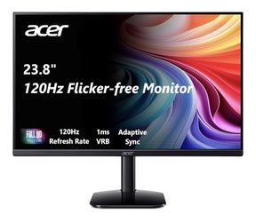 acer KB242Y - 23.8 Inch IPS Zero-Frame Full HD (1920 x 1080) Monitor | Tilt | Up to 120Hz Refresh | 1ms (VRB) | sRGB 99% | HDMI & VGA Ports | Adaptive