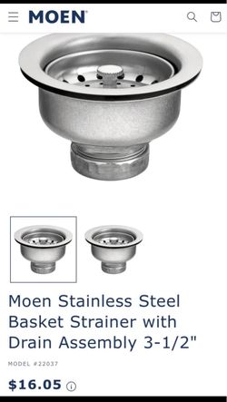 Moen Stainless Steel Basket Strainer Drain Assembly