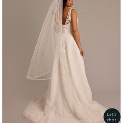 Ivory Pearl Lined Bridal Veil 