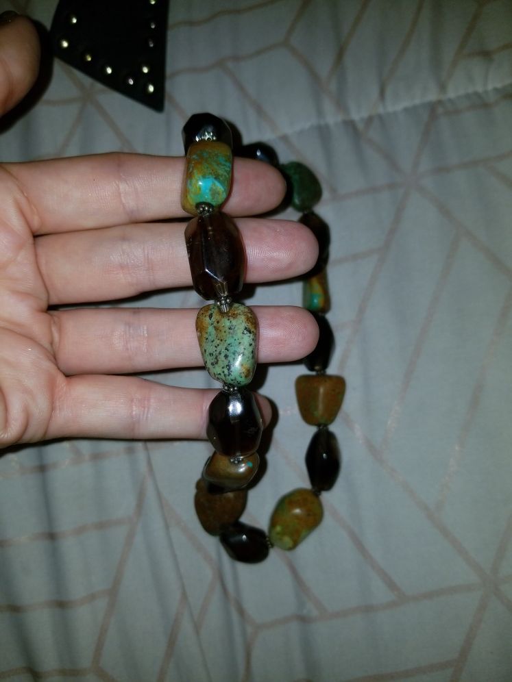 Beautiful sterling silver, amethyst and green tourqoise necklace