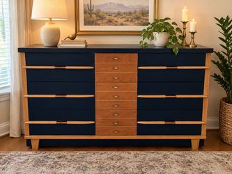 Navy and Wood Two-Tone Dresser