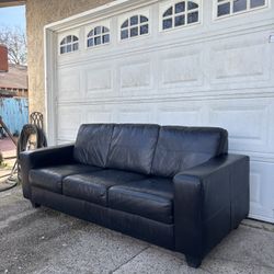 Modern Black IKEA Skogaby Leather Sofa •FREE DELIVERY•