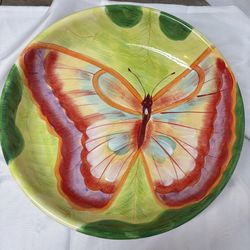 Vintage 14-3/4” La Dolce Vita “Free Flight” Collection Serving Bowl Hand Painted 