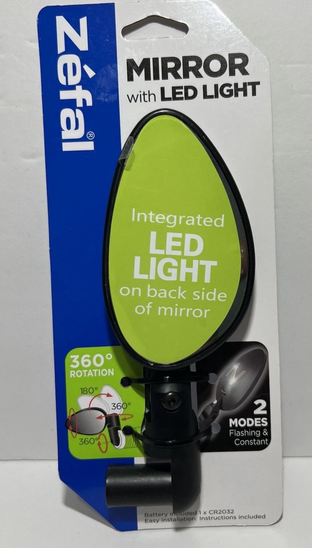Zefal Bike Mirror with LED Bike Light Universal Handlebar Attachment - NEW
