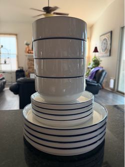 Blue and white dish set