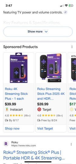 Roku streaming stick plus