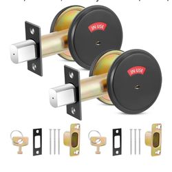 6975: New 2 Pcs Deadbolt with Occupancy Indicator, in Use/Vacant Occupied Bathroom Lock, 304 Stainless Steel Commercial Door Lock, Fit Door Thickness 