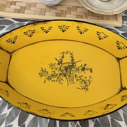 Hudson Depart. Store Detroit MI Tin Metal Decorative Bowl 13" Made Italy Yellow