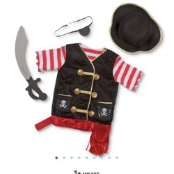 Halloween  Costume - Pirate 3 To 6 Yrs