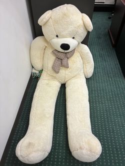6 Foot Giant Cream Plush Bear