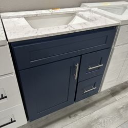 Bathroom vanity 30 inch blue 
