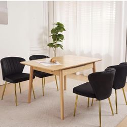 Dining Chairs Set of 4 Modern Velvet Accent Kitchen Chairs, Upholstered Side Chair with Golden Metal Legs for Dining Room, Living Room, Vanity, Patio 