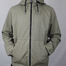 Olive Green Cotton Shell Mens Zip-Up Jacket Size XL