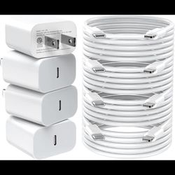 4 Pack USB C Wall Charger with 6FT Fast Charging Cable for iPhone 14/14 Pro Max