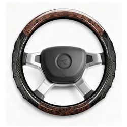 Heavy Duty Truck Steering Wheel Cover 17.5-18 Inch, Carbon Fiber with Anti-Slip Grip