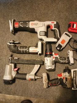 Porter Cable Combo . Saw All , Multi Use , Drill , Impact Drill ,Nailer , Lighter , Battery and Charger $ 100