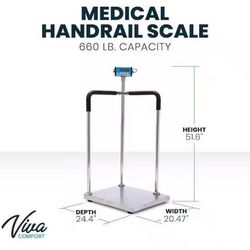 New 660 lbs. Capacity Stainless Steel Handrail Electronic Bariatric Physician LCD Digital Scale