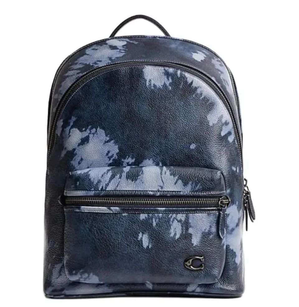 Coach Charter Leather Backpack With Tie-Dye Print Blue- NWT