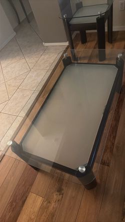 Glass and wood side coffee table