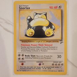 Pokémon TCG Card - Snorlax Base Set 2 30/130 Holo Unlimited Rare - MP 