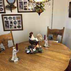 Antique Oak Table With 4 Chairs