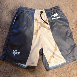 Hyena Zone Graphic Mesh Basketball Shorts Grey Tan M