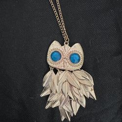 Silver Long Owl Necklace. Whimsical and Light