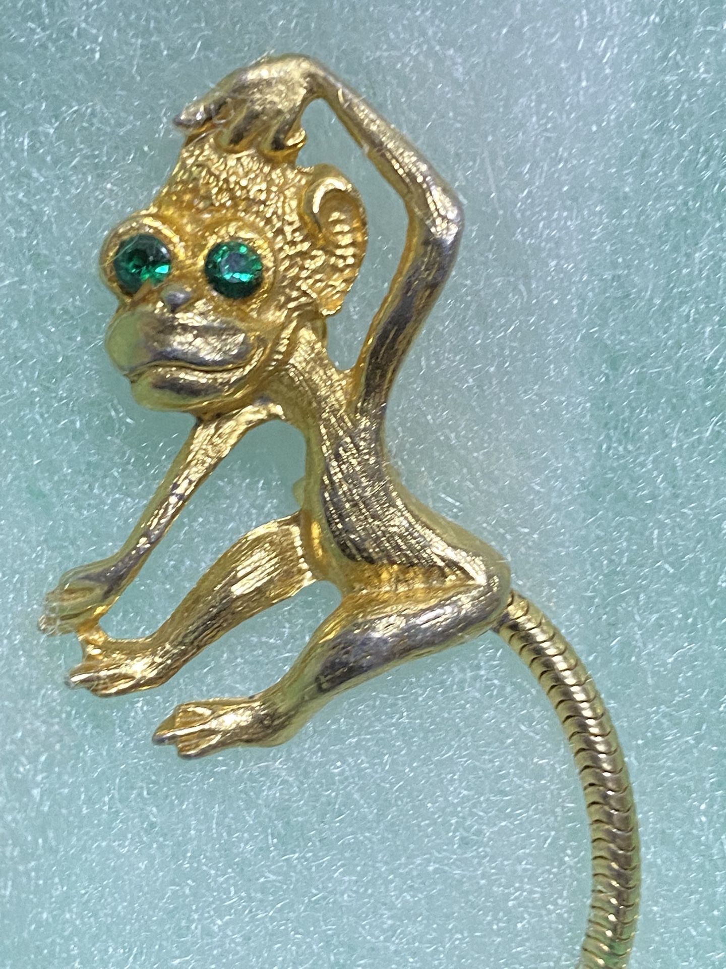 Vintage Monkey Brooch Or Pin With Movable Tail.
