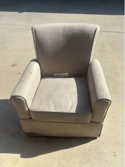 Beige Upholstered Swivel Armchair